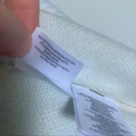 NWT Anne Klein light blue palette beige houndstooth long open  cardigan - Picture 6 of 8